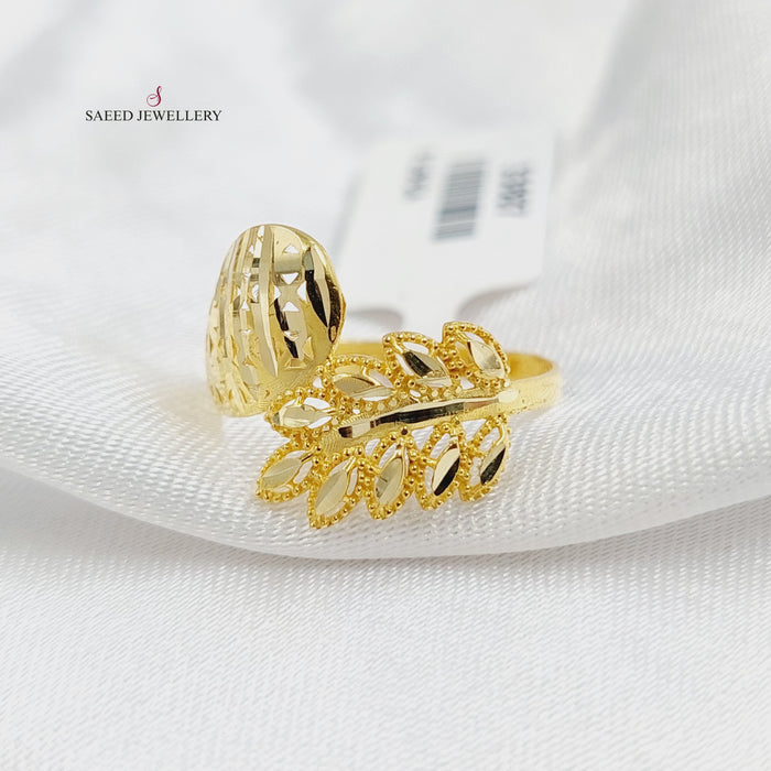18KK خاتم ورق الشجر-مجوهرات الشيخ سعيد-Saeed Jewelry