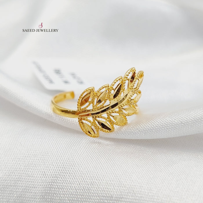 21K خاتم ورق الشجر-مجوهرات الشيخ سعيد-Saeed Jewelry