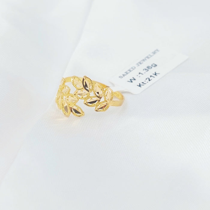 21K خاتم ورق الشجر-مجوهرات الشيخ سعيد-Saeed Jewelry