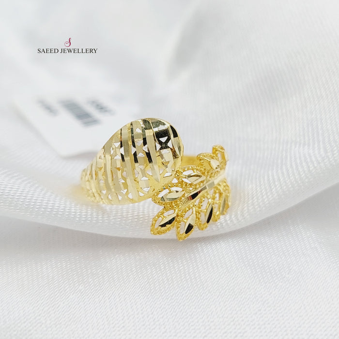 18KK خاتم ورق الشجر-مجوهرات الشيخ سعيد-Saeed Jewelry
