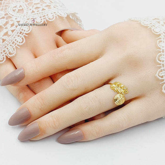 18KK خاتم ورق الشجر-مجوهرات الشيخ سعيد-Saeed Jewelry