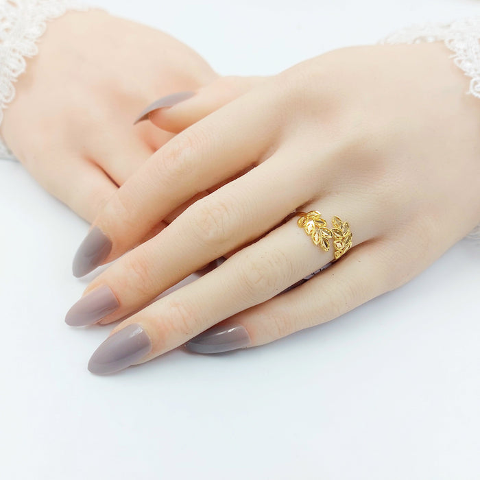 21K خاتم ورق الشجر-مجوهرات الشيخ سعيد-Saeed Jewelry