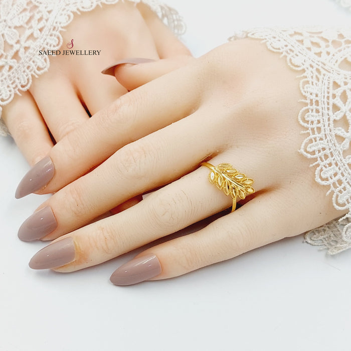 21K خاتم ورق الشجر-مجوهرات الشيخ سعيد-Saeed Jewelry