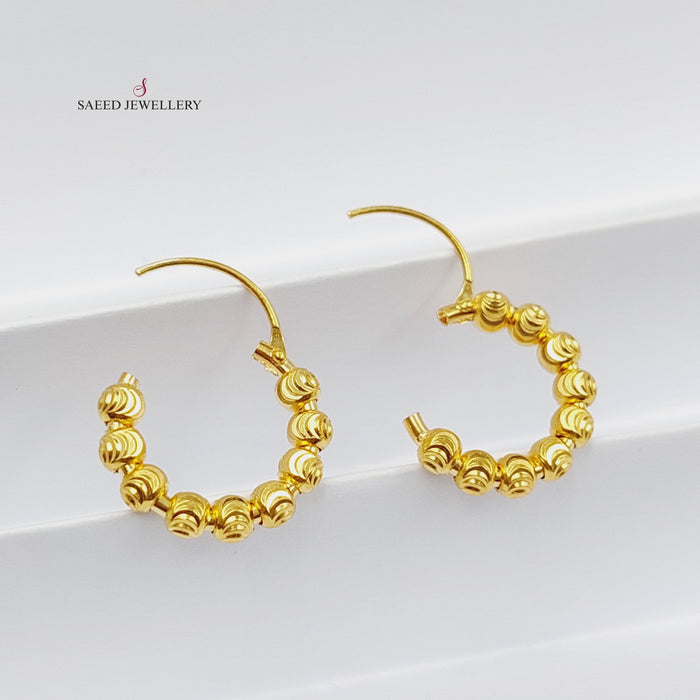 Light Bead Earrings Made Of 21K Yellow Gold by Saeed Jewelry-27670