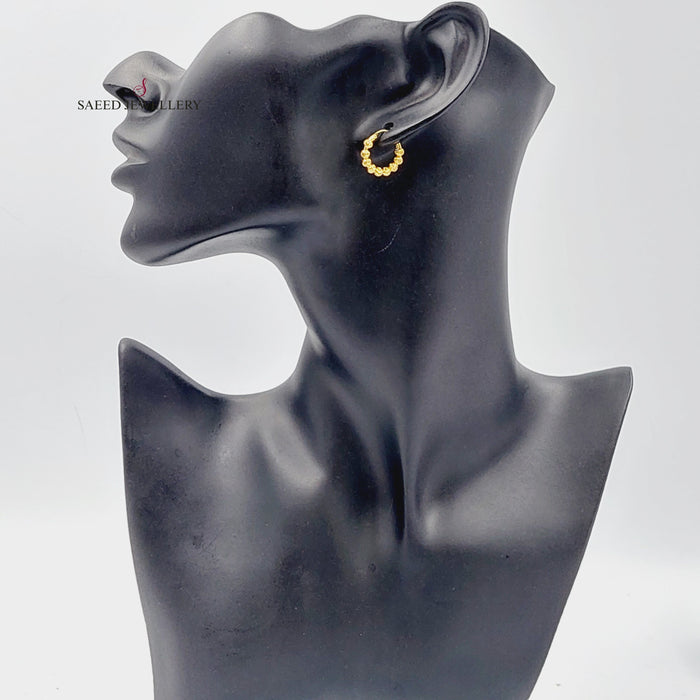 Light Bead Earrings Made Of 21K Yellow Gold by Saeed Jewelry-27672