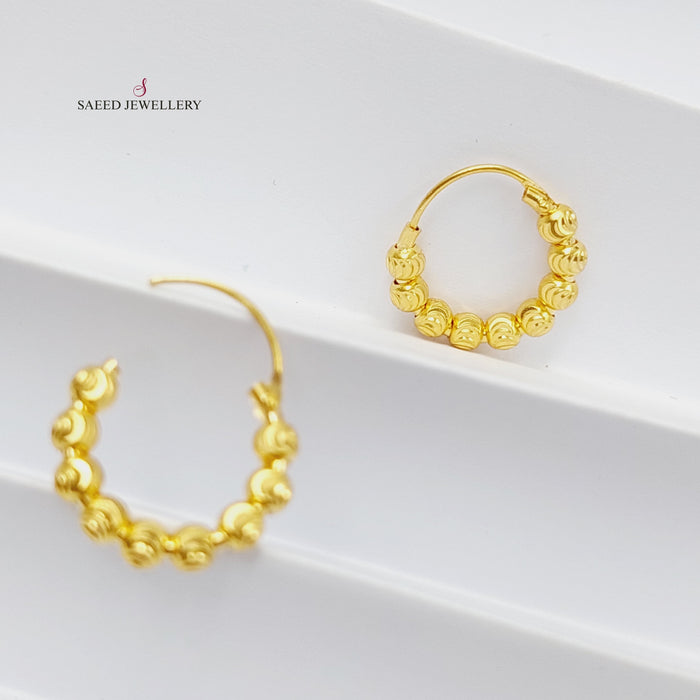 Light Bead Earrings Made Of 21K Yellow Gold by Saeed Jewelry-27670