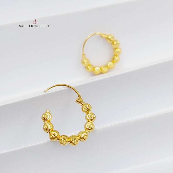 Light Bead Earrings Made Of 21K Yellow Gold by Saeed Jewelry-27670