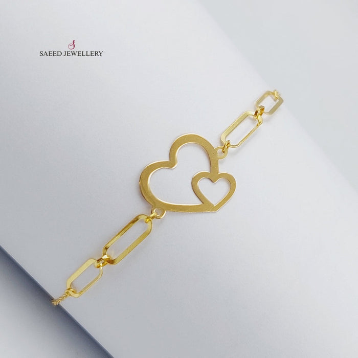 18K Light Heart Bracelet Made of 18K Yellow Gold by Saeed Jewelry-25958