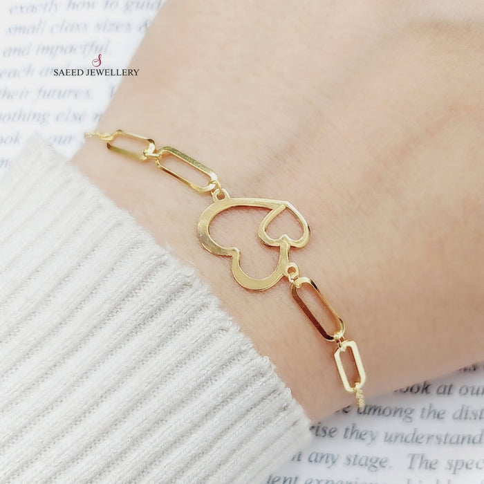 18K Light Heart Bracelet Made of 18K Yellow Gold by Saeed Jewelry-25958
