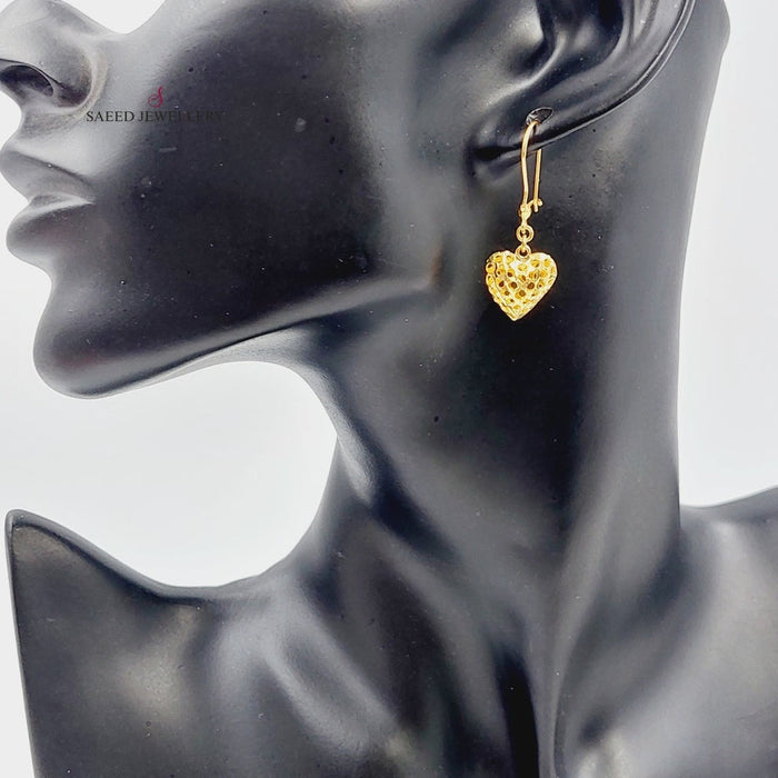 Light Heart Earrings Made Of  21K Yellow Gold by Saeed Jewelry-27410