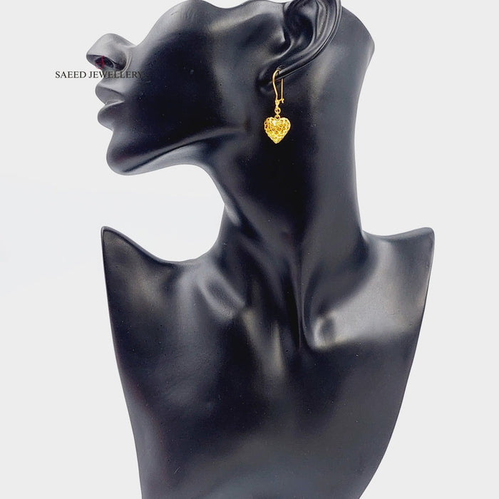 Light Heart Earrings Made Of  21K Yellow Gold by Saeed Jewelry-27410