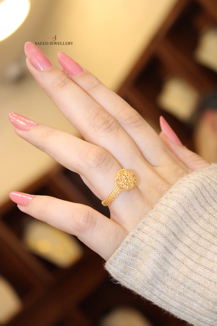 21K Light  Ring Made of 21K Yellow Gold by Saeed Jewelry-خاتم-مستورد-خفيف-3