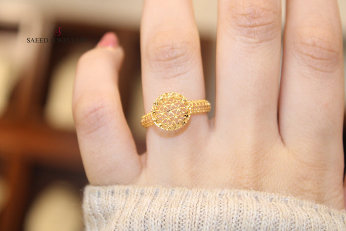 21K Light  Ring Made of 21K Yellow Gold by Saeed Jewelry-خاتم-مستورد-خفيف-3