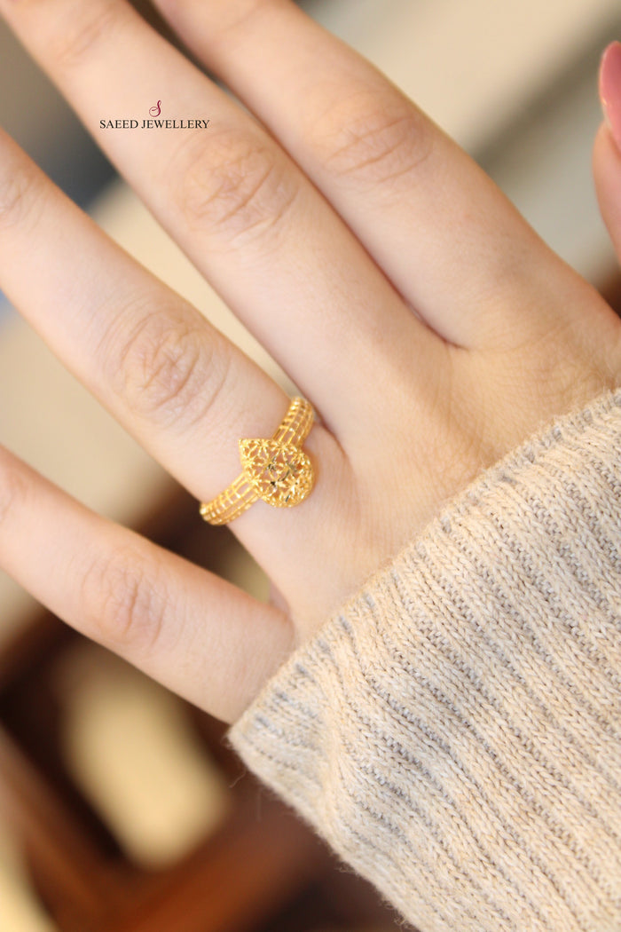 21K Light  Ring Made of 21K Yellow Gold by Saeed Jewelry-خاتم-مستورد-خفيف-1