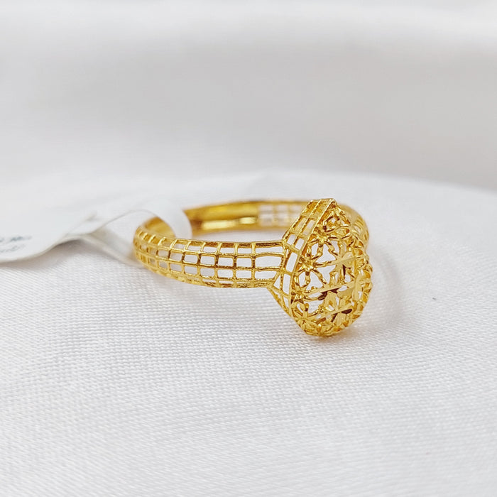 21K Light  Ring Made of 21K Yellow Gold by Saeed Jewelry-خاتم-مستورد-خفيف-1