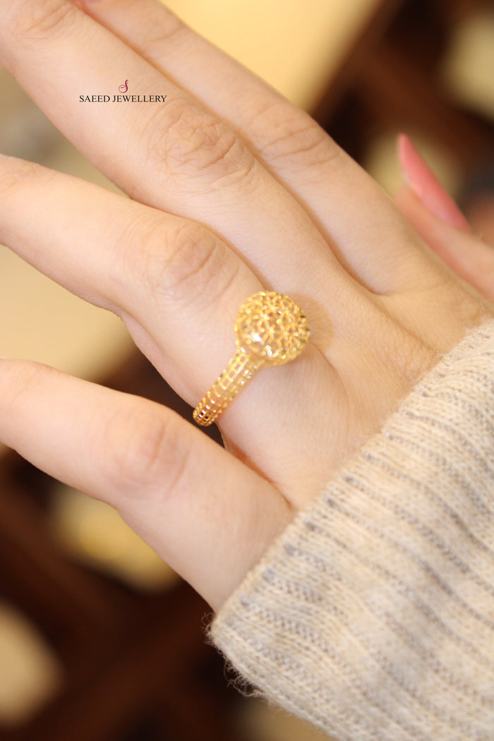 21K Light  Ring Made of 21K Yellow Gold by Saeed Jewelry-خاتم-مستورد-خفيف-3