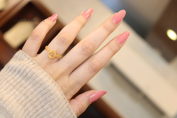 21K Light  Ring Made of 21K Yellow Gold by Saeed Jewelry-خاتم-مستورد-خفيف-1
