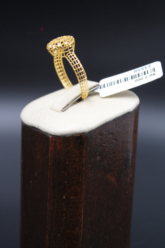 21K Light  Ring Made of 21K Yellow Gold by Saeed Jewelry-خاتم-مستورد-خفيف-3