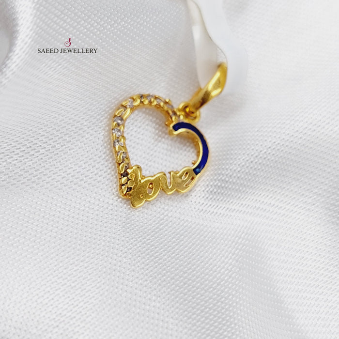 21K Love Pendant Made of 21K Yellow Gold by Saeed Jewelry-love-تعليقة