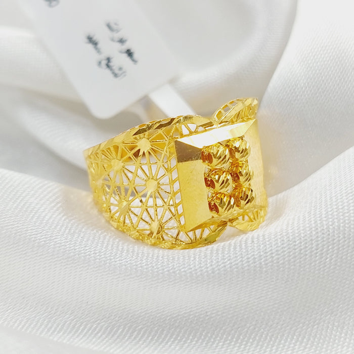 Luxury Engraved Ring Made Of 21K Yellow Gold by Saeed Jewelry-27780