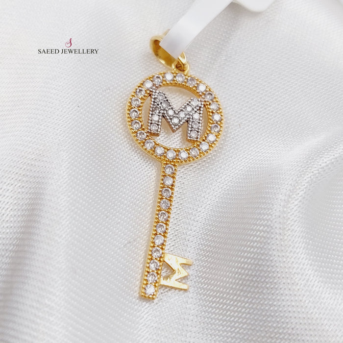 21K M Letter Pendant Made of 21K Yellow Gold by Saeed Jewelry-21768