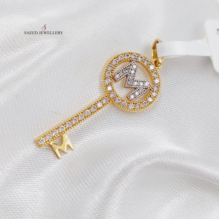 21K M Letter Pendant Made of 21K Yellow Gold by Saeed Jewelry-21768