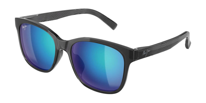 Maui Jim ʻŌwelo MJ0346SA #colour_shiny-transparent-dark-grey-blue-hawaii-full-mirror-polar