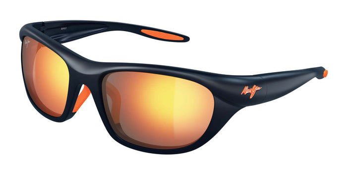 Maui Jim Haulani AF MJ0343SA #colour_solid-matte-dark-blue-temple-hawaii-lava-full-mirror-polar