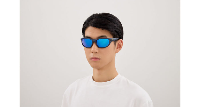 Maui Jim Haulani AF MJ0343SA #colour_solid-matte-dark-blue-blue-hawaii-full-mirror-polar