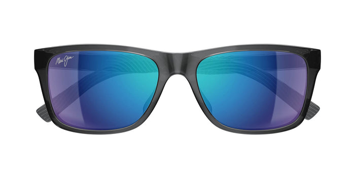 Maui Jim Kōwelo MJ0345S #colour_shiny-transparent-dark-grey-blue-hawaii-full-mirror-polar