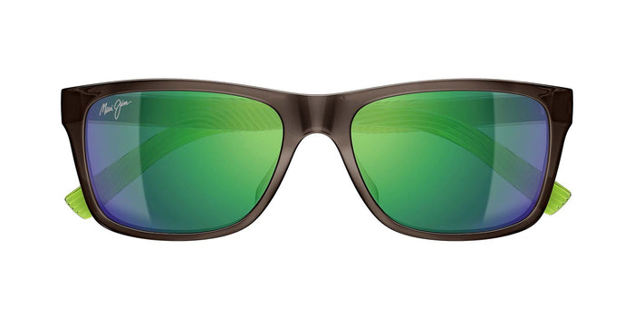 Maui Jim Kōwelo MJ0345S #colour_shiny-transparent-gradient-dark-grey-to-green-maui-green-full-mirror-polar