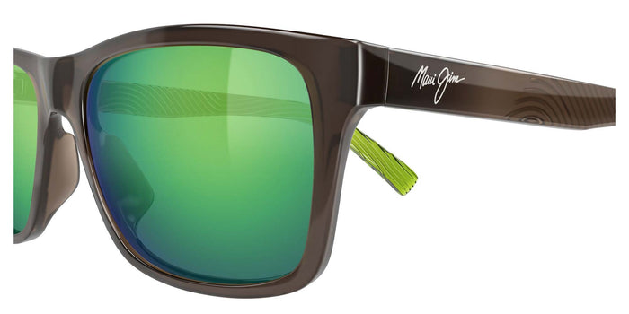 Maui Jim Kōwelo MJ0345S #colour_shiny-transparent-gradient-dark-grey-to-green-maui-green-full-mirror-polar