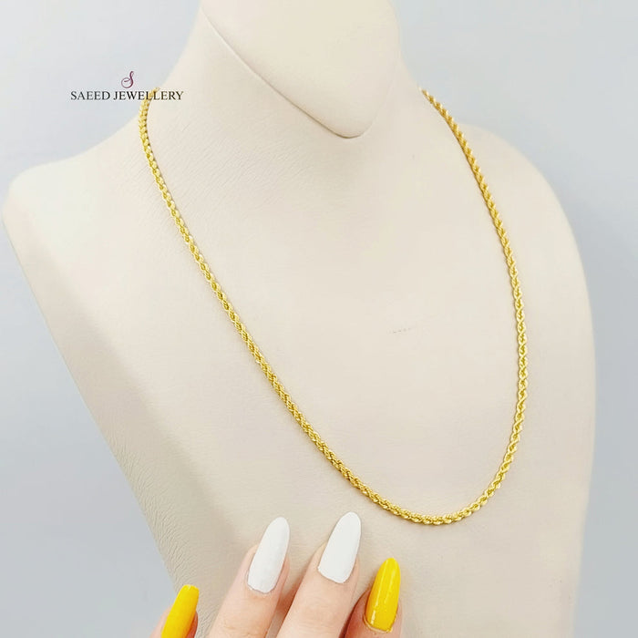 21K Medium Thickness Rope Chain Made of 21K Yellow Gold by Saeed Jewelry-26002