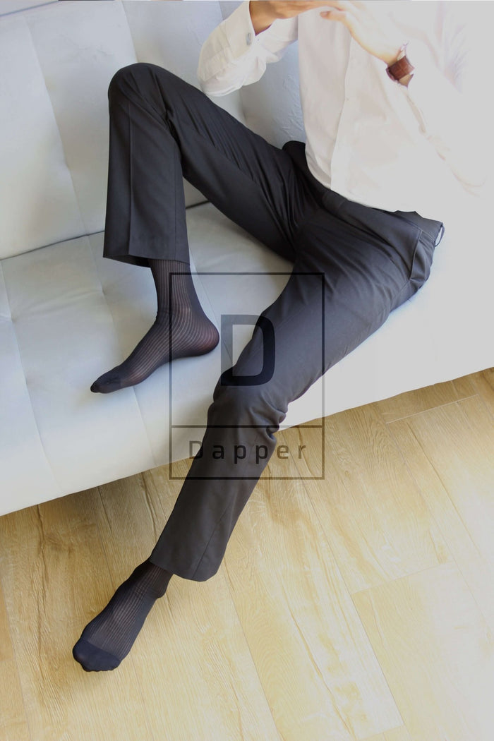 Men's Fine-Striped Business Dress Socks - Dapper Socks