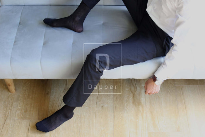 Men's Fine-Striped Business Dress Socks - Dapper Socks