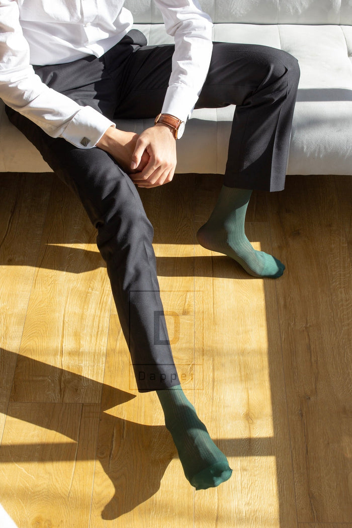 Men's Fine - Striped Business Dress Socks - Dapper Socks