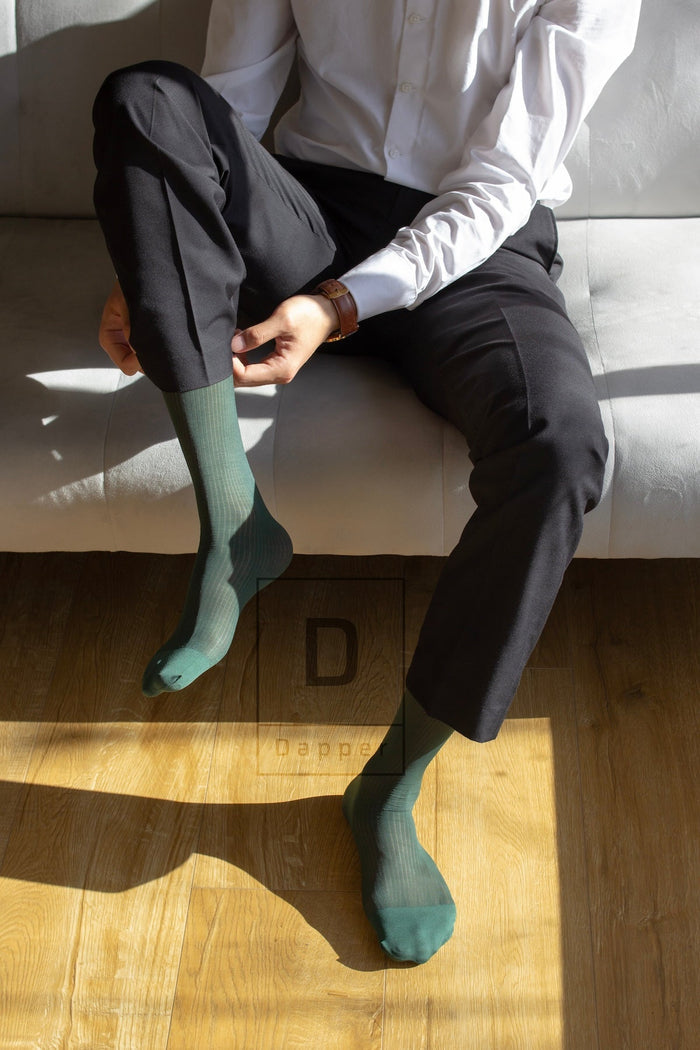 Men's Fine - Striped Business Dress Socks - Dapper Socks