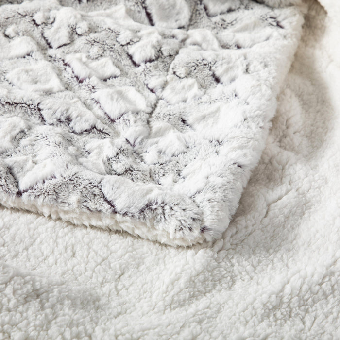 Milky White Faux Fur Sherpa Throw Blanket