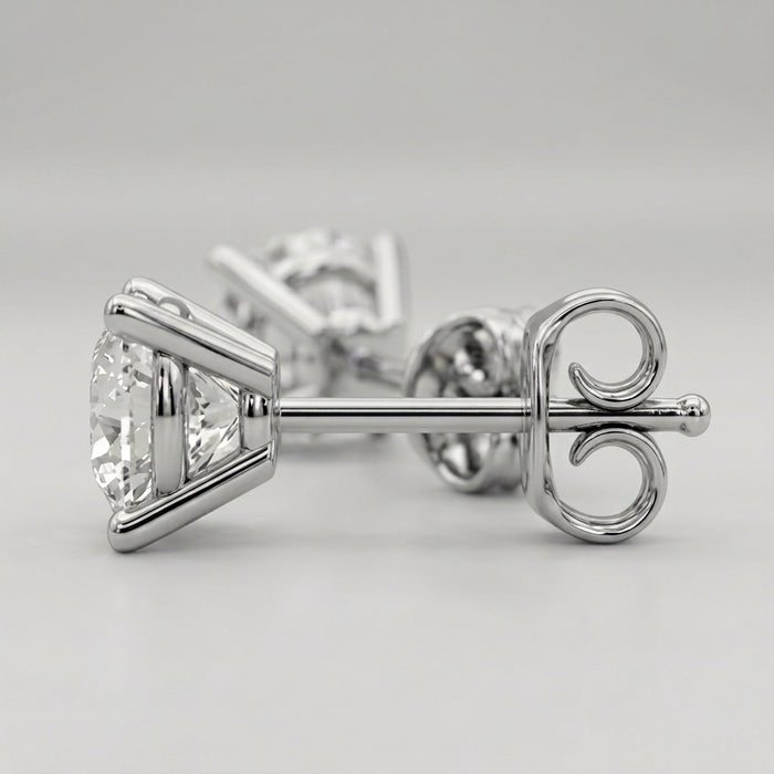 Minimalist Round Cut Lab Grown Diamond Prong Set Stud Earrings