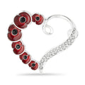 Multi Poppy and Crystal Heart Brooch