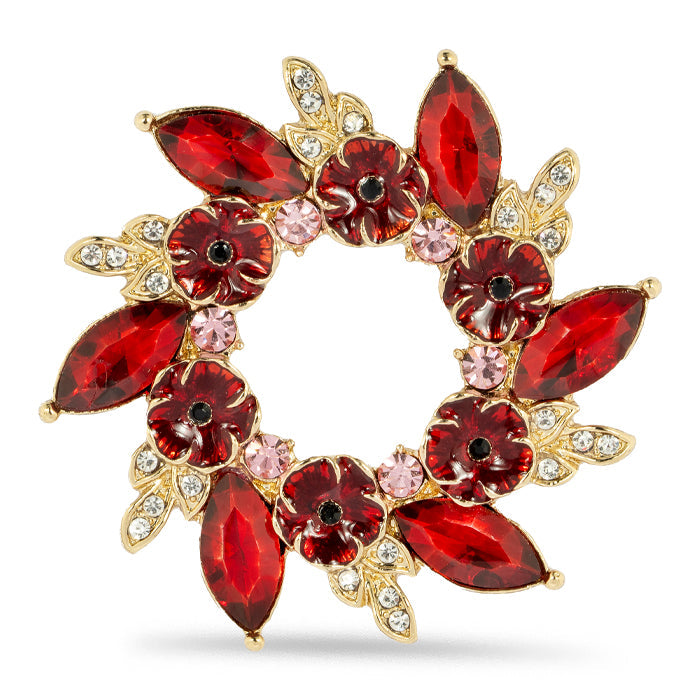 Multi Poppy Gem Wreath Brooch