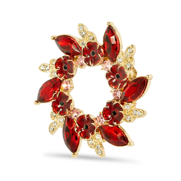 Multi Poppy Gem Wreath Brooch