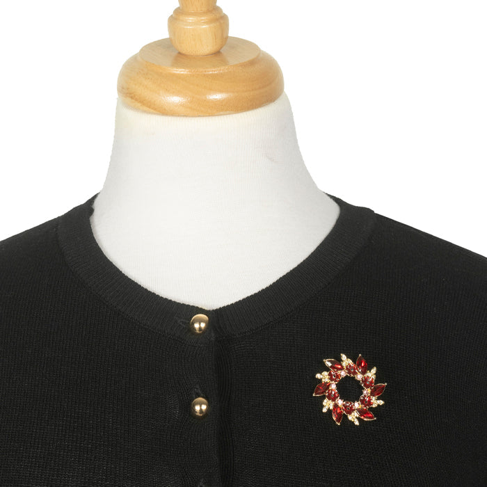 Multi Poppy Gem Wreath Brooch
