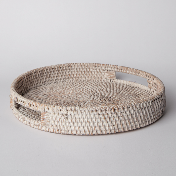 Natural Woven Round Coffee Table Tray