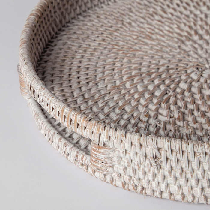 Natural Woven Round Coffee Table Tray