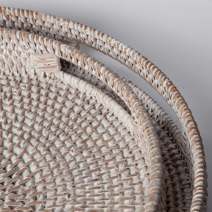 Natural Woven Round Coffee Table Tray