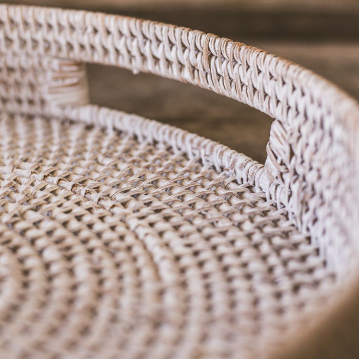 Natural Woven Round Coffee Table Tray