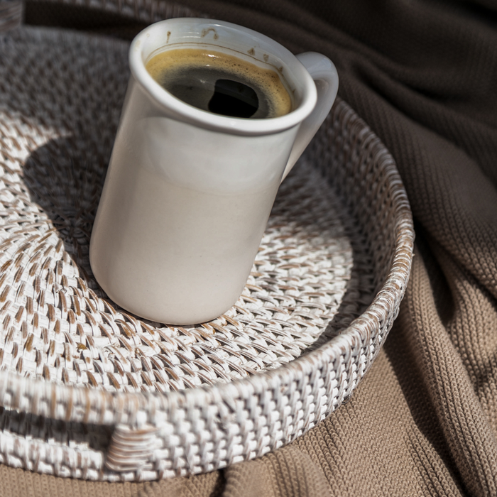 Natural Woven Round Coffee Table Tray