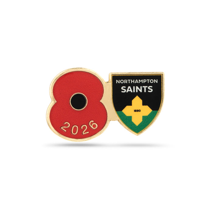 Northampton Saints Poppy Rugby Pin 2026