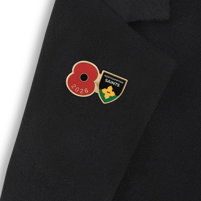 Northampton Saints Poppy Rugby Pin 2026